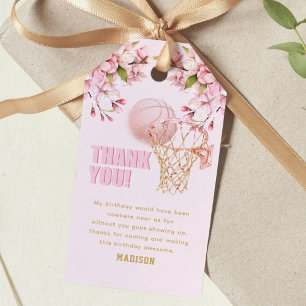 Girl Birthday Basketball Pink Gold Geschenkanhänger