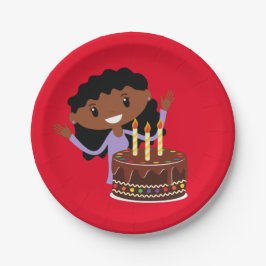Girl Birthday Party (afroamerikanisch) Pappteller