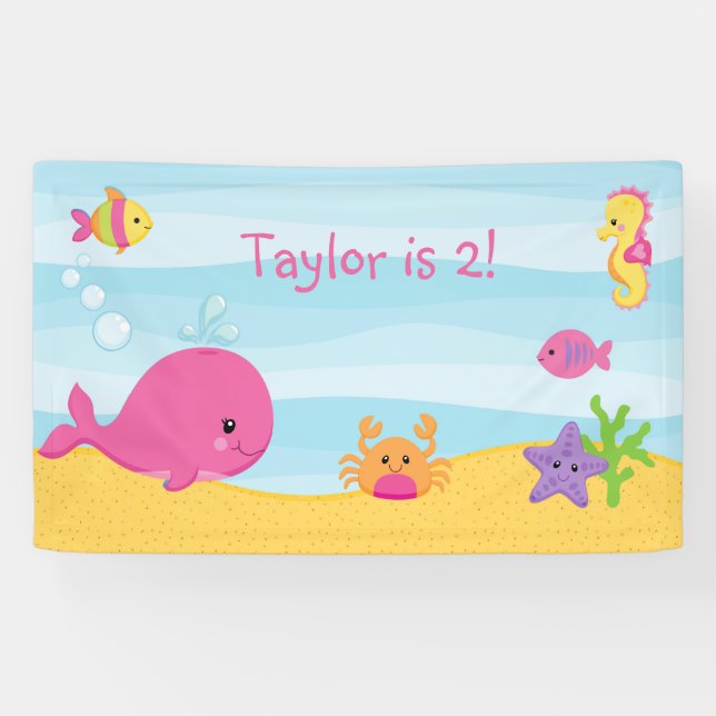 Girl Birthday Party Hintergrundbanner unter dem Me Banner (Horizontal)