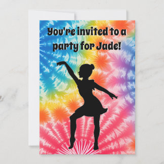 Girl Birthday Party Personalisiert Krawatte Dye Ra Einladung