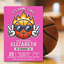Girl birthday party with a basketball Ball theme Einladung