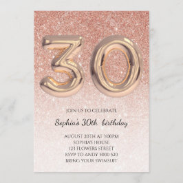 Girl Birthday Rose Gold Glitzer Elegant Einladung