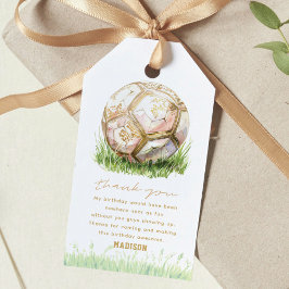 Girl Birthday Soccer Pink Gold Geschenkanhänger