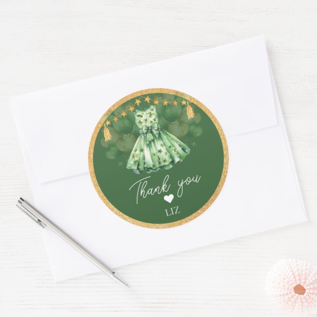 Girl Birthday St Patrick's Day Danke Runder Aufkleber (Umschlag)