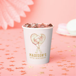 Girl Birthday Tennis Luxury Rose Gold Pappbecher