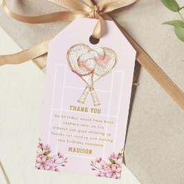 Girl Birthday Tennis Pink Gold Geschenkanhänger