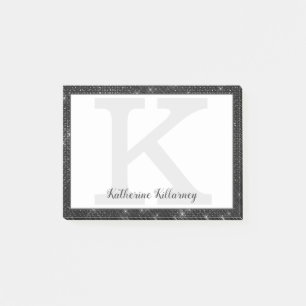 Girl Black Diamond Glitzer Glam Monogram Name Post-it Klebezettel