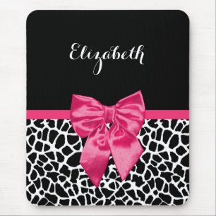 Girl Black Giraffe Animal Print Niedlich Hot Pink  Mousepad