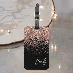 Girl Black Rose Gold Blush Pink Glitzer Monogram Gepäckanhänger<br><div class="desc">Black and Girly Rose Gold - Blush Pink Sparkle Glitzer Monogramm Name Gepäcktasche Tag. Das macht den perfekten 16 Geburtstag,  Hochzeit,  Brautparty,  Babydusche oder Junggeselinnen-Abschied Geschenk für alle,  die stilvoll reisen.</div>