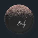 Girl Black Rose Gold Blush Pink Glitzer Monogram Pappteller<br><div class="desc">Schwarz und Rose Gold - Schwarz Rosa Sparkle Glitzer Monogram Name und Initial Party Teller. Das macht den perfekten 16 Geburtstag,  Hochzeit,  Brautparty,  Jubiläum,  Babydusche oder Junggeselinnen-Abschied Geschenk für jemanden,  der Lieben glamourösen Luxus und schicke Stile.</div>