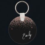 Girl Black Rose Gold Blush Pink Glitzer Monogram Schlüsselanhänger<br><div class="desc">Schwarz und Rose Gold - Schwarz Rosa Sparkle Glitzer Script Monogram Name Keychains (Key Chain). Das macht den perfekten 16 Geburtstag,  Hochzeit,  Brautparty,  Jubiläum,  Babydusche oder Junggeselinnen-Abschied Geschenk für jemanden,  der Lieben glamourösen Luxus und schicke Stile.</div>