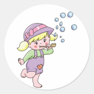 Girl-Blasen Runder Aufkleber