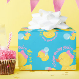 Girl Blue Rubber Ducky Du bist das Eine Party Geschenkpapier