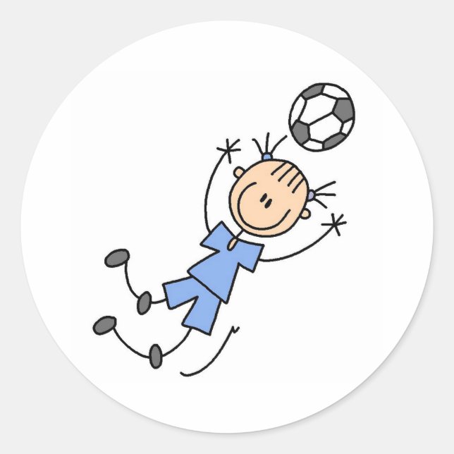 Girl Blue Soccer Uniform Runder Aufkleber (Vorderseite)