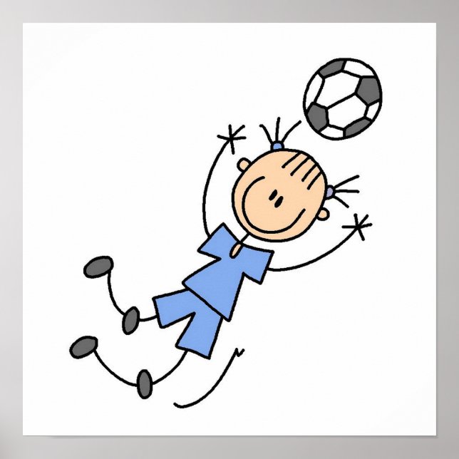 Girl Blue Uniform Soccer T - Shirt und Geschenke Poster (Vorne)