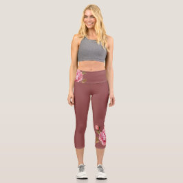 Girl-Blumen dunkelrosa Rosa Hochgebirgspass Capri Leggings