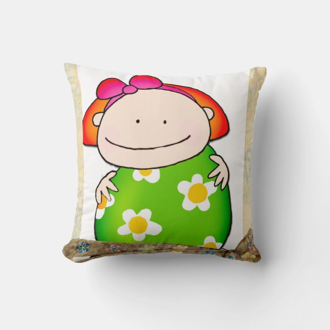 Girl Blumengrün Blume Kissen (Vorderseite)
