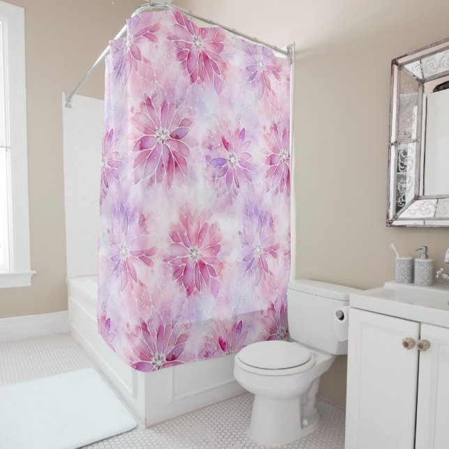 Girl Blush Pink Chic Lavender Floral Duschvorhang (Beispiel)