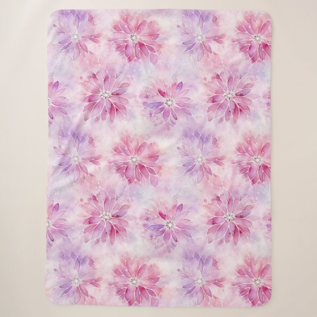 Girl Blush Pink Chic Lavender Floral Sherpadecke (Vorderseite)
