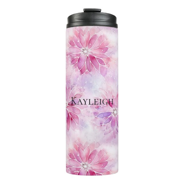 Girl Blush Pink Chic Lavender Floral Thermosbecher (Vorderseite)