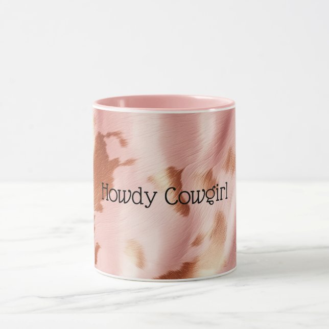 Girl Blush Pink Cream Brown Cowhide Tasse (Zentrum)