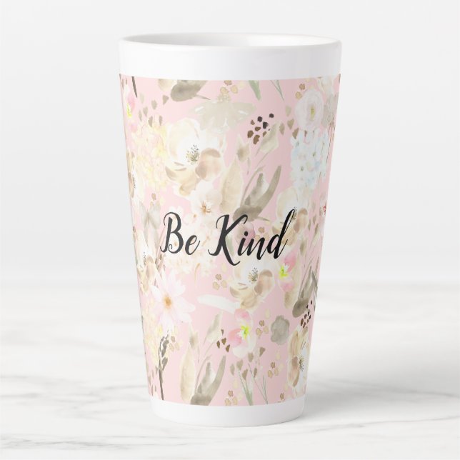 Girl Blush Pink Creme White Floral Milchtasse (Vorderseite)