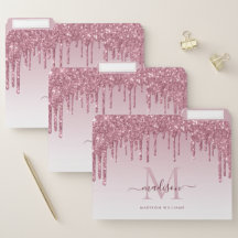 Girl Blush Pink Drilling Glitzer Monogram Script