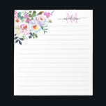 Girl Blush Pink Floral Aquarellschrift Notizblock<br><div class="desc">Girly Blush Pink Floral Watercolor Monogram Script Desk Notepad Das Design verfügt über handgemalte Aquarellblütenblütenfloralen und Pink-Peelings.</div>