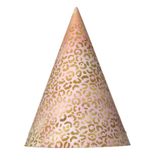 Girl Blush Pink Gefärbte Krawatte Gold Leopard Pri Partyhütchen