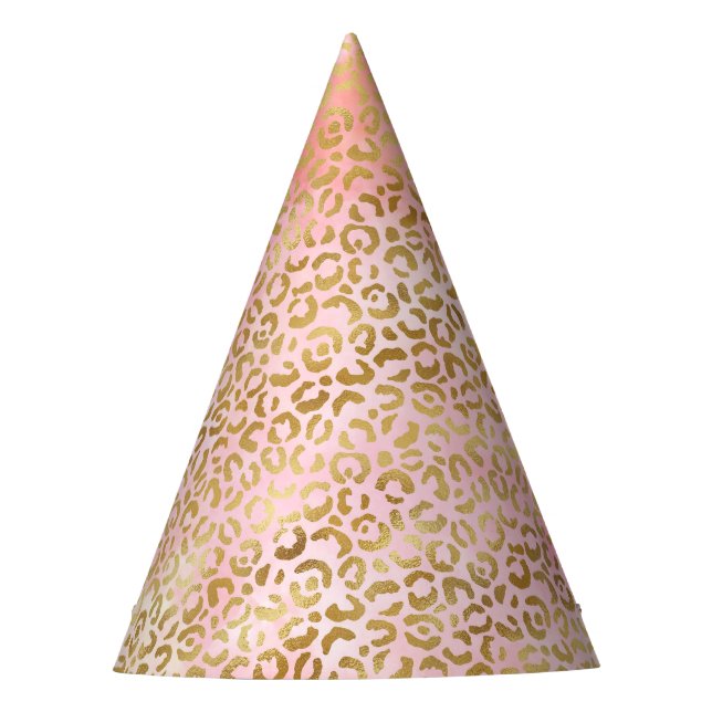Girl Blush Pink Gefärbte Krawatte Gold Leopard Pri Partyhütchen (Vorderseite)