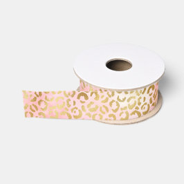 Girl Blush Pink Gefärbte Krawatte Gold Leopard Pri Ripsband