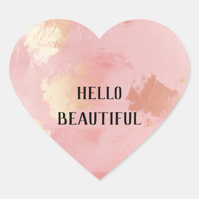 Girl Blush Pink Glam Gold Herz-Aufkleber (Vorderseite)