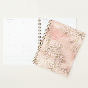 Girl Blush Pink Glam Gold Leopard Print Planer
