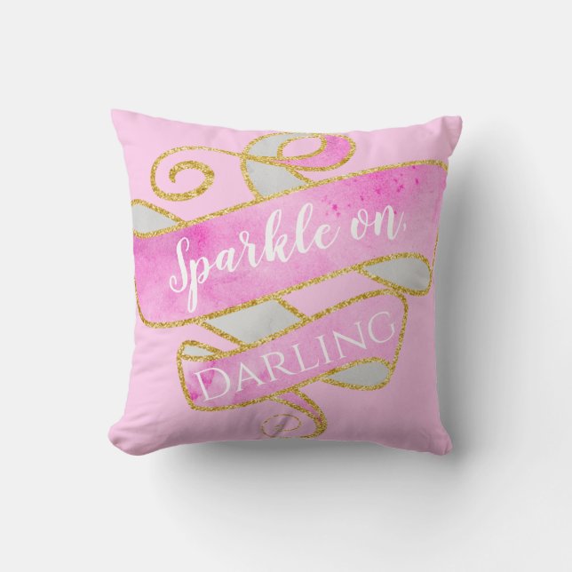 Girl Blush Pink Gold Glitzer Sparkle On, Darling Kissen (Vorderseite)
