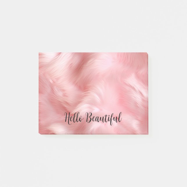 Girl Blush Pink Imitate Fur Wrapping Paper Post-it Klebezettel (Vorderseite)