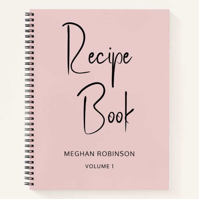 Girl Blush Pink Kochbuch Personalisiert Rezept Notizbuch (Vorderseite)