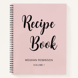 Girl Blush Pink Monogram Cookbook Rezept Notebook Notizbuch
