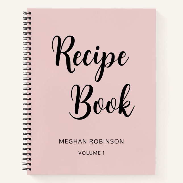 Girl Blush Pink Monogram Cookbook Rezept Notebook Notizbuch (Vorderseite)