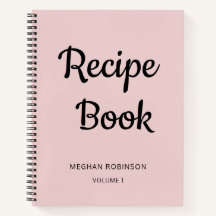 Girl Blush Pink Monogram Cookbook Rezept Notebook