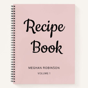 Girl Blush Pink Monogram Cookbook Rezept Notebook Notizbuch