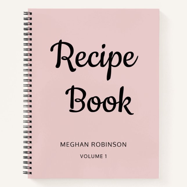 Girl Blush Pink Monogram Cookbook Rezept Notebook Notizbuch (Vorderseite)