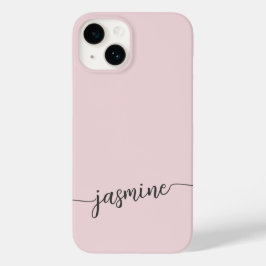 Girl Blush Pink Monogram Name Signature Script C Case-Mate iPhone 14 Hülle