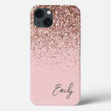 Girl Blush Pink Rose Gold Glitzer Monogram