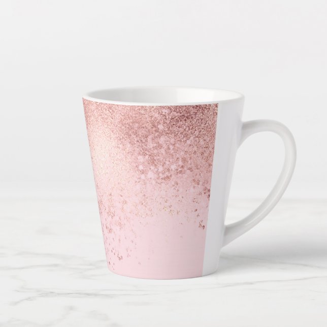 Girl Blush Pink Rose Gold Sprayed Confetti Ombre Milchtasse (Rechts)