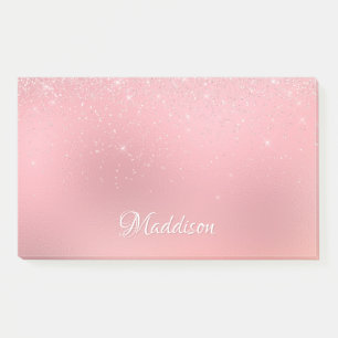 Girl Blush Pink Silver Glitzer Personalisierter Na Post-it Klebezettel