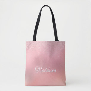 Girl Blush Pink Silver Glitzer Personalisierter Na Tasche