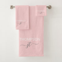 Girl Blush Pink Simple Script Monogram Name