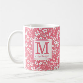 Girl Blush Pink Tropische Blume Monogramm Kaffeetasse