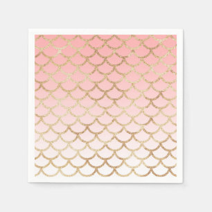 Girl Blush Pink und Gold Mermaid Glitzer Glitzern Serviette