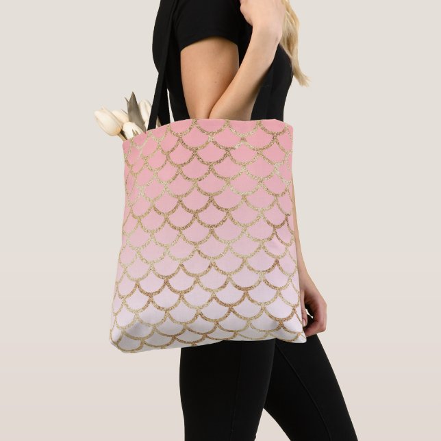 Girl Blush Pink und Gold Mermaid Glitzer Glitzern Tasche (Von Nahem)